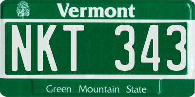 VT license plate NKT343