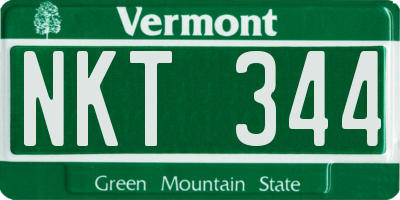 VT license plate NKT344