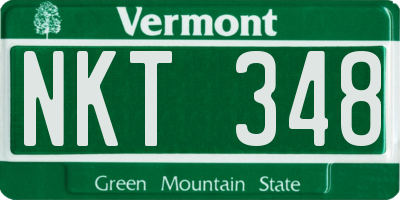 VT license plate NKT348