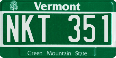 VT license plate NKT351