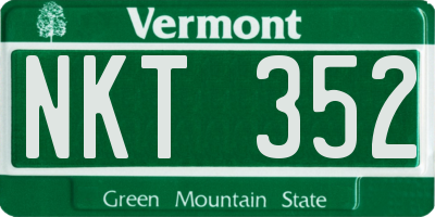 VT license plate NKT352
