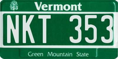 VT license plate NKT353