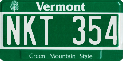 VT license plate NKT354