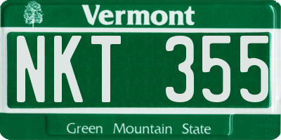VT license plate NKT355