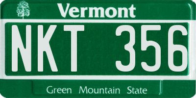 VT license plate NKT356