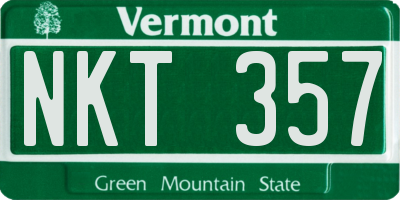 VT license plate NKT357
