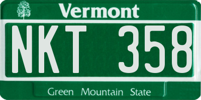 VT license plate NKT358