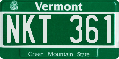 VT license plate NKT361