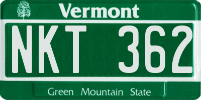 VT license plate NKT362