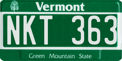 VT license plate NKT363