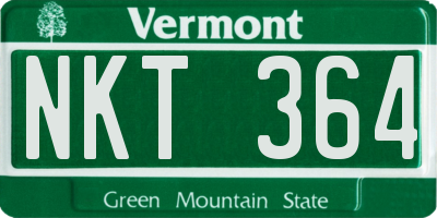 VT license plate NKT364