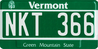 VT license plate NKT366