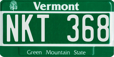VT license plate NKT368