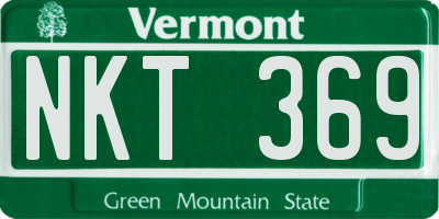 VT license plate NKT369