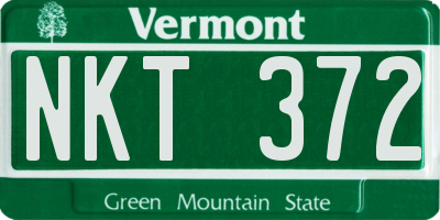 VT license plate NKT372