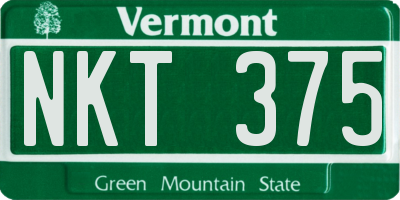VT license plate NKT375