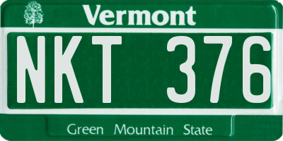 VT license plate NKT376