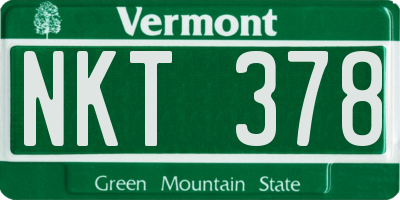 VT license plate NKT378