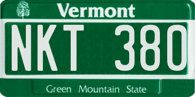 VT license plate NKT380