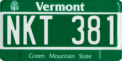 VT license plate NKT381