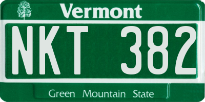 VT license plate NKT382
