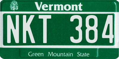 VT license plate NKT384