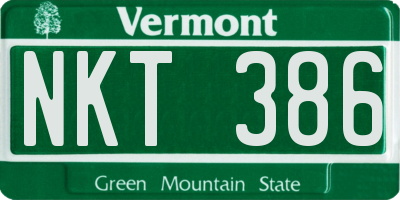 VT license plate NKT386
