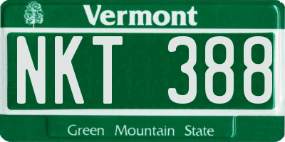VT license plate NKT388