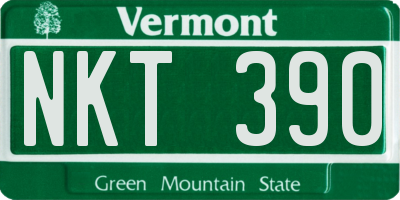 VT license plate NKT390