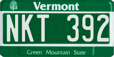 VT license plate NKT392