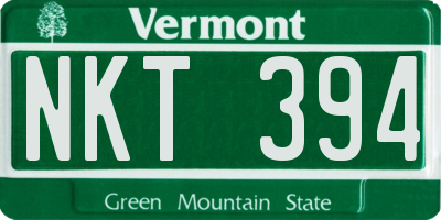 VT license plate NKT394