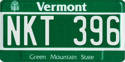 VT license plate NKT396