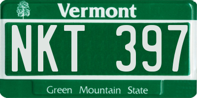 VT license plate NKT397