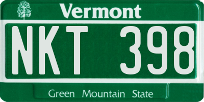VT license plate NKT398