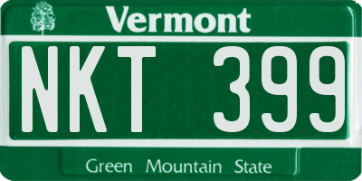 VT license plate NKT399
