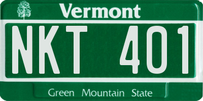 VT license plate NKT401