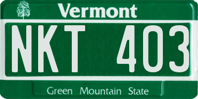 VT license plate NKT403