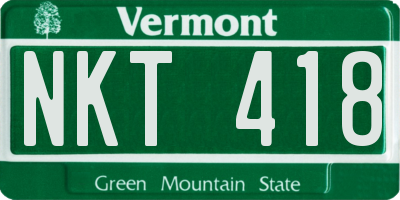 VT license plate NKT418