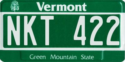 VT license plate NKT422