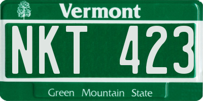 VT license plate NKT423