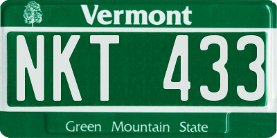 VT license plate NKT433