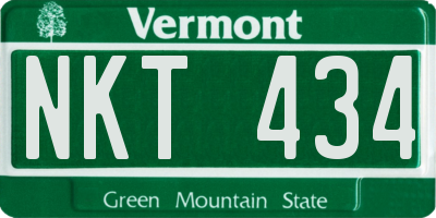 VT license plate NKT434