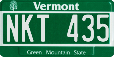 VT license plate NKT435