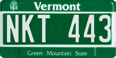 VT license plate NKT443