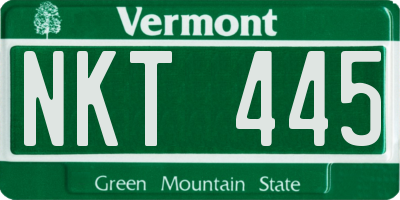 VT license plate NKT445