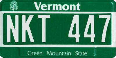 VT license plate NKT447