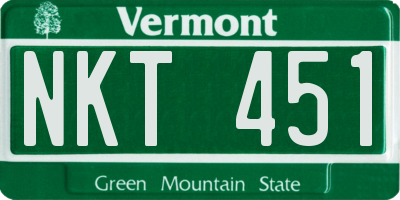 VT license plate NKT451