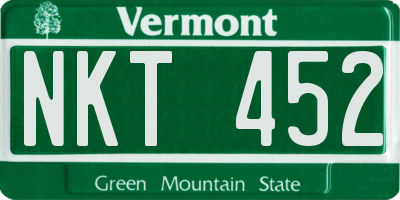 VT license plate NKT452