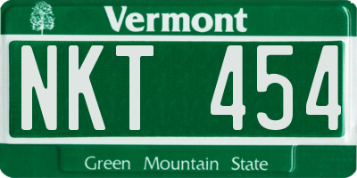 VT license plate NKT454