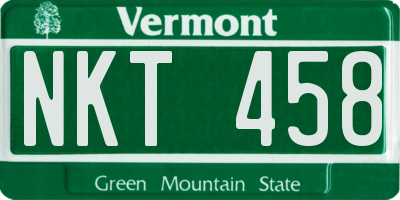 VT license plate NKT458